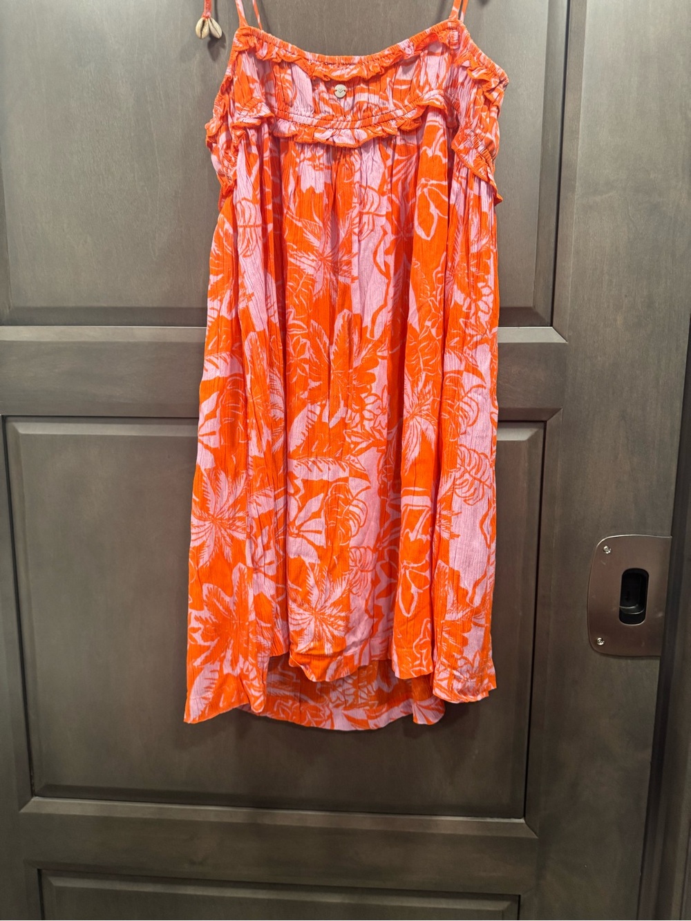 Roxy Orange Floral Tie-Shoulder One-Piece Dress - Picture 5 of 7